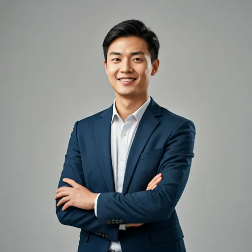 Asian man in suit looking professional and friendly